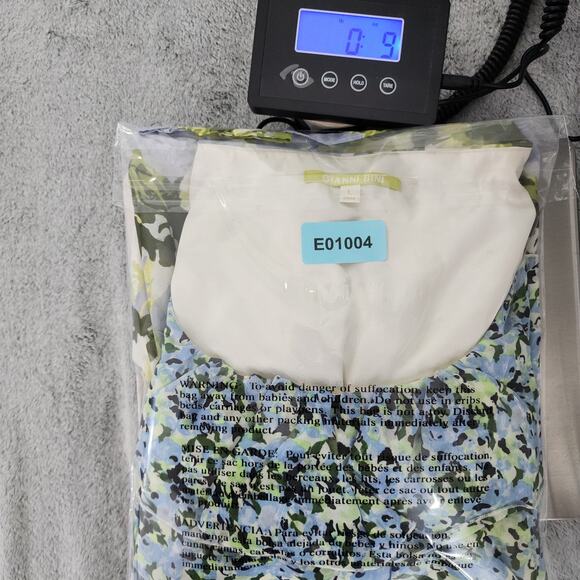 GIANNI BINI Dress Size‎ L Blue Green Misty Floral Sleeveless Ruffled Dress Party - Picture 9 of 9